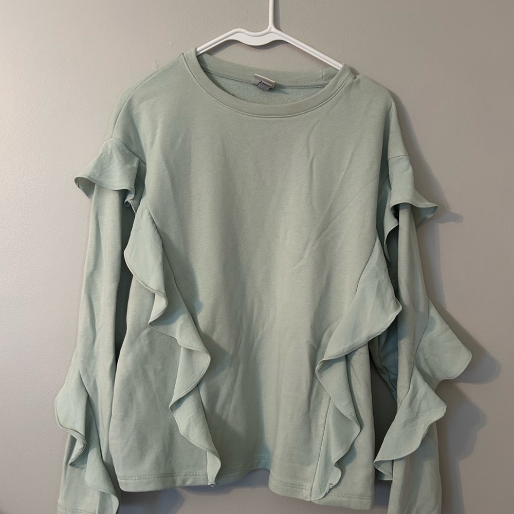 Women's Ruffle Sleeve Top - Light green